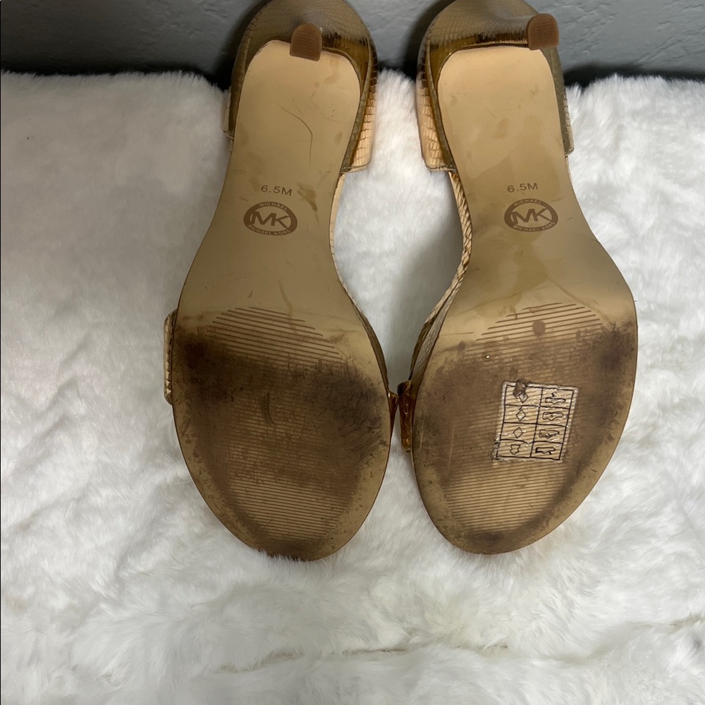 Michael Kors Gold Metallic Ankle-Strap Platform Stiletto Heels - Picture 5 of 6